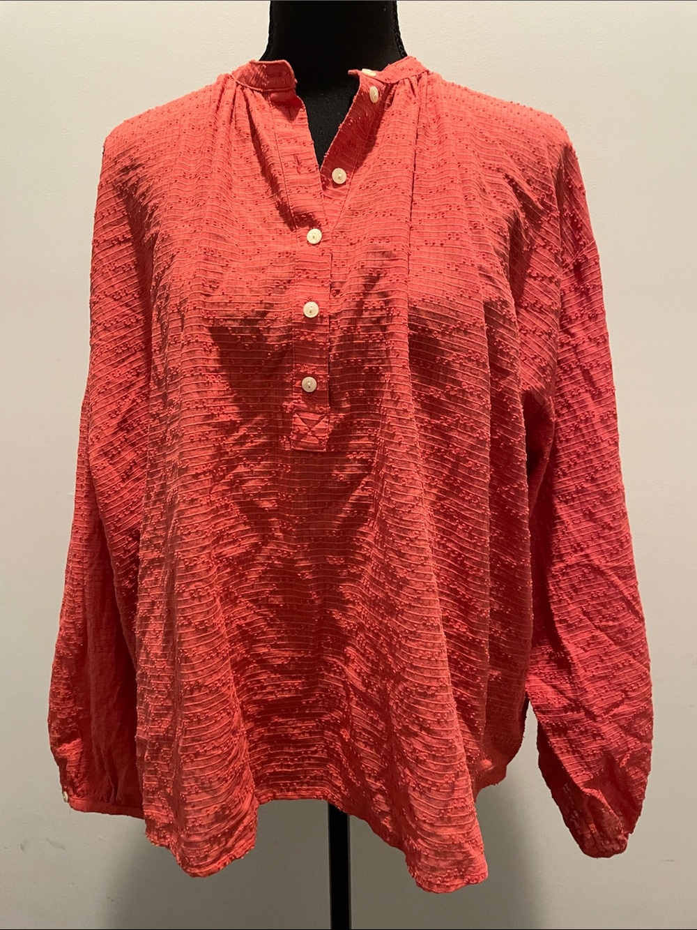 Universal Thread Cropped Poet Blouse Size M Coral Oversized Boxy Bohemian NWT